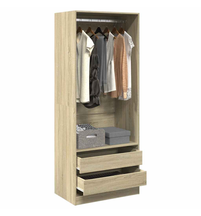 Garde-robe chêne sonoma 80x50x200 cm bois d'ingénierie | Mobilier & Déco