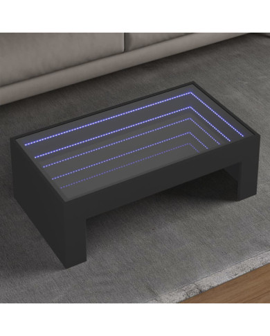 Table basse avec LED infini noir 90x50x30 cm | Mobilier & Déco