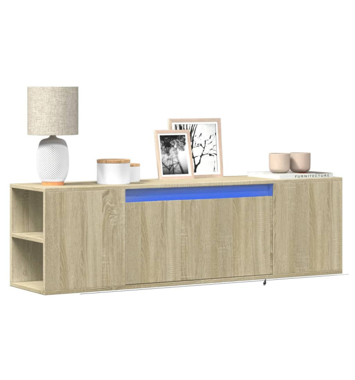 Meuble TV mural avec lumières LED chêne sonoma 135x31x39,5 cm | Mobilier & Déco