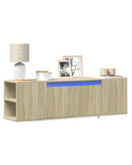 Meuble TV mural avec lumières LED chêne sonoma 135x31x39,5 cm | Mobilier & Déco