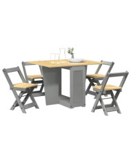 Ensemble à manger papillon 5 pcs Corona pliable gris bois pin | Mobilier & Déco