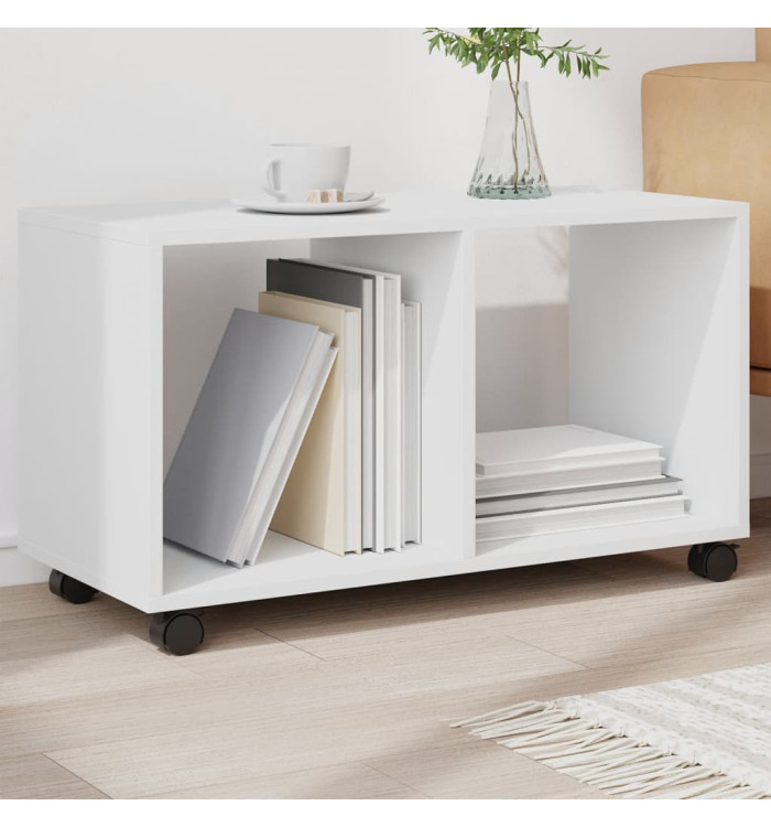 Armoire à roulettes blanc 72x33x42,5 cm bois d'ingénierie | Mobilier & Déco