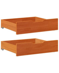 Tiroirs sous le lit 2 pcs brun cire 75x55x17 cm pin massif | Mobilier & Déco