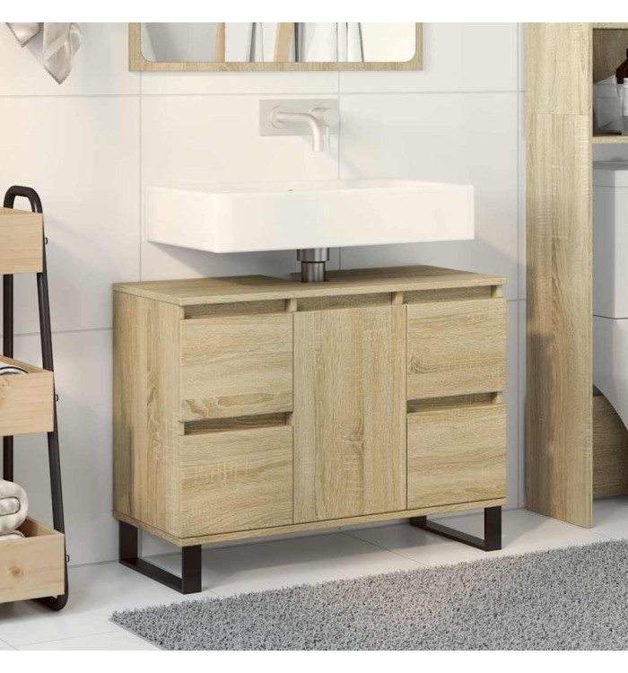 Armoire salle de bain chêne sonoma 80x33x60cm bois d'ingénierie | Mobilier & Déco