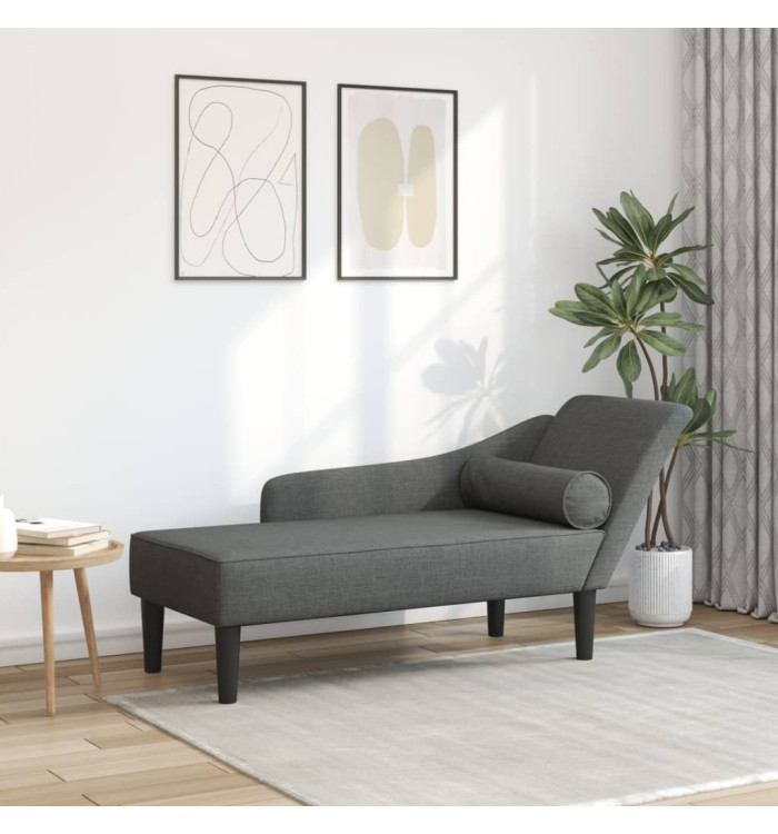 Chaise longue avec coussins gris foncé tissu | Mobilier & Déco