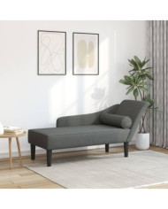 Chaise longue avec coussins gris foncé tissu | Mobilier & Déco