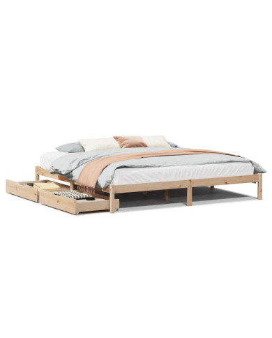 Cadre de lit sans matelas 200x200 cm bois massif de pin | Mobilier & Déco