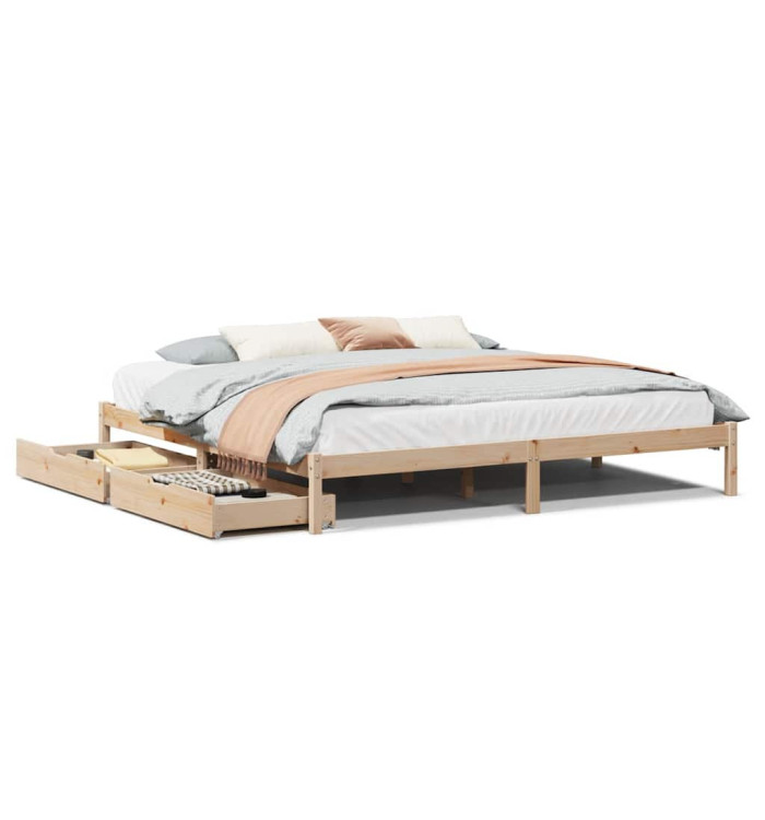 Cadre de lit sans matelas 200x200 cm bois massif de pin | Mobilier & Déco