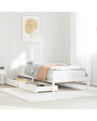 Cadre de lit sans matelas blanc 90x200 cm bois de pin massif | Mobilier & Déco