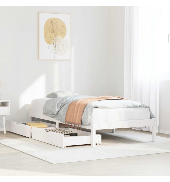 Cadre de lit sans matelas blanc 90x200 cm bois de pin massif | Mobilier & Déco