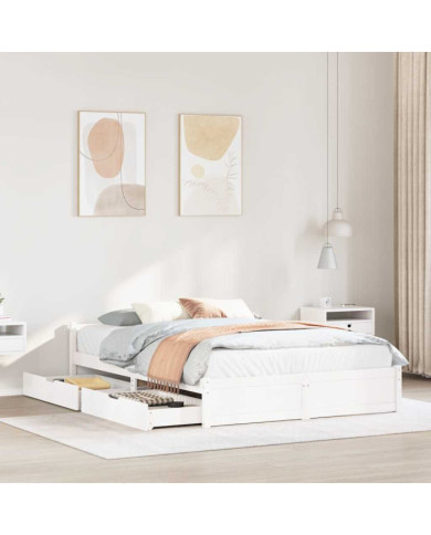 Cadre de lit sans matelas blanc 120x200 cm bois de pin massif | Mobilier & Déco