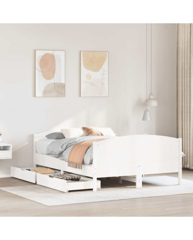 Cadre de lit sans matelas blanc 140x200 cm bois de pin massif | Mobilier & Déco