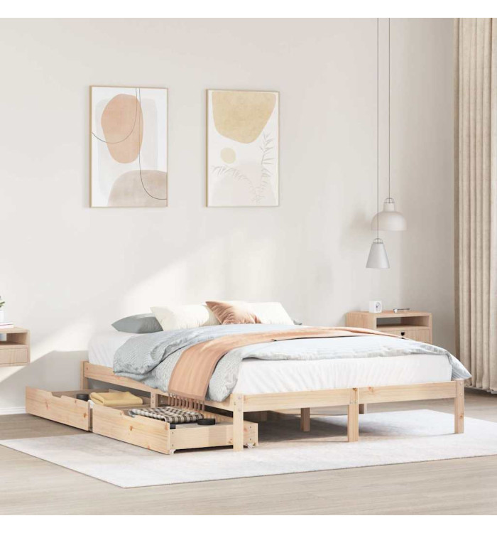 Cadre de lit sans matelas 150x200 cm bois de pin massif | Mobilier & Déco