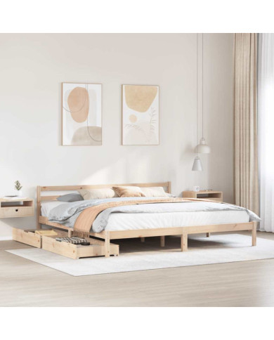 Cadre de lit sans matelas 200x200 cm bois massif de pin | Mobilier & Déco