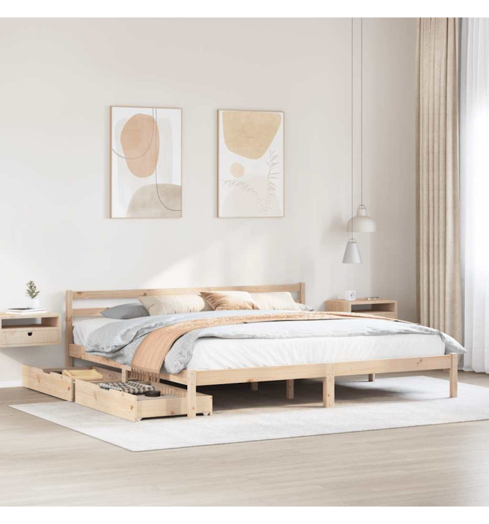 Cadre de lit sans matelas 200x200 cm bois massif de pin | Mobilier & Déco