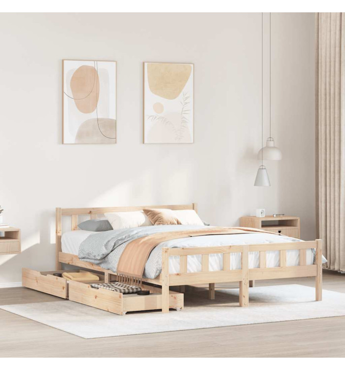 Cadre de lit sans matelas 160x200 cm bois massif de pin | Mobilier & Déco
