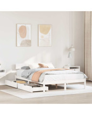 Cadre de lit sans matelas blanc 150x200 cm bois de pin massif | Mobilier & Déco