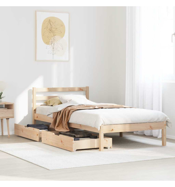 Cadre de lit sans matelas 100x200 cm bois massif de pin | Mobilier & Déco
