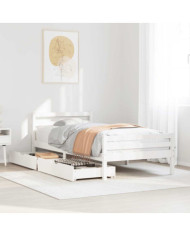 Cadre de lit sans matelas blanc 100x200 cm bois de pin massif | Mobilier & Déco
