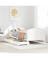 Cadre de lit sans matelas blanc 100x200 cm bois de pin massif | Mobilier & Déco