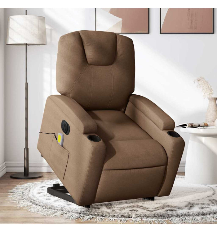 Fauteuil inclinable de massage électrique Marron Tissu | Mobilier & Déco