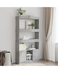 Buffet haut gris béton 92x33x180 cm bois d'ingénierie | Mobilier & Déco