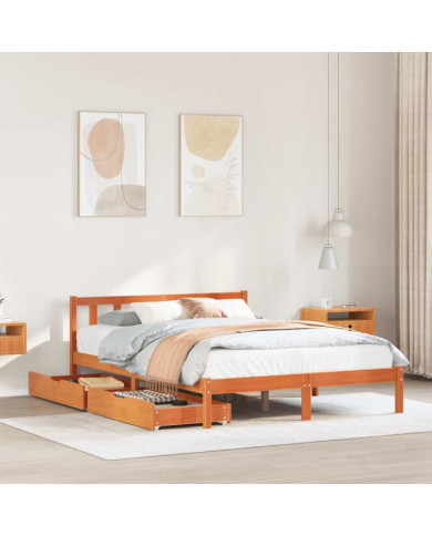 Cadre de lit sans matelas cire marron 120x200cm bois pin massif | Mobilier & Déco
