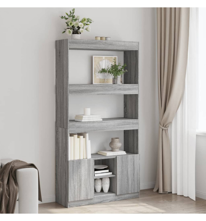 Buffet haut sonoma gris 92x33x180 cm bois d'ingénierie | Mobilier & Déco