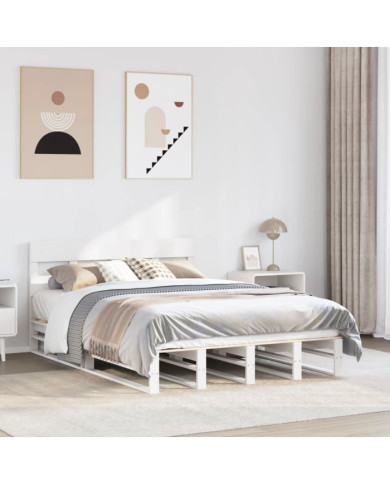 Cadre de lit sans matelas blanc 120x200 cm bois de pin massif | Mobilier & Déco