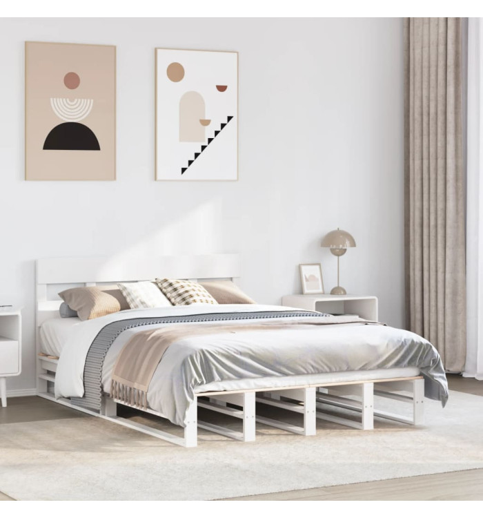Cadre de lit sans matelas blanc 120x200 cm bois de pin massif | Mobilier & Déco
