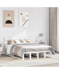 Cadre de lit sans matelas blanc 120x200 cm bois de pin massif | Mobilier & Déco
