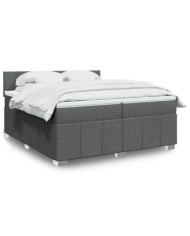 Sommier à lattes de lit avec matelas Gris foncé 200x200cm Tissu | Mobilier & Déco
