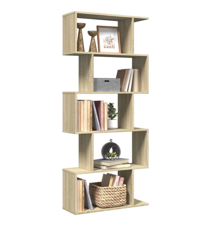 Étagère séparatrice de pièce 5 niveaux chêne sonoma 70x24x161cm | Mobilier & Déco