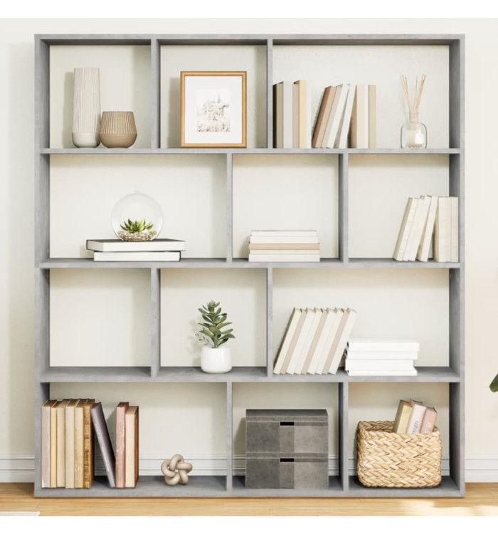 Bibliothèque gris béton 132x29x141,5 cm bois d'ingénierie | Mobilier & Déco