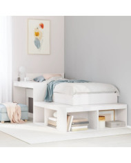 Table de chevet avec bureau blanc bois de pin massif | Mobilier & Déco