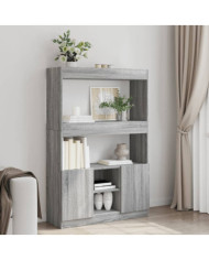 Buffet haut sonoma gris 92x33x140 cm bois d'ingénierie | Mobilier & Déco
