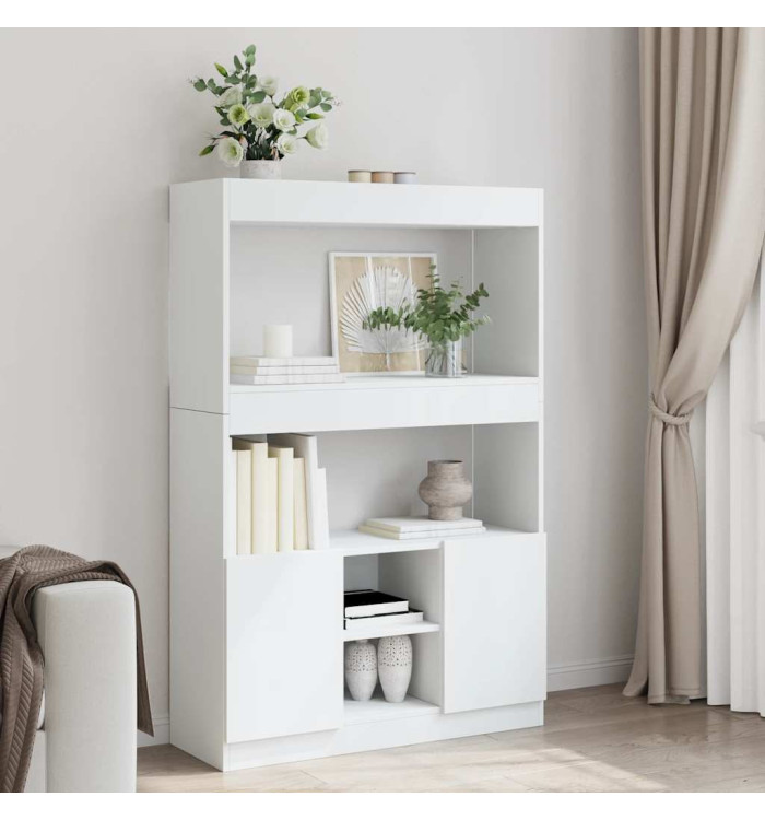 Buffet haut blanc 92x33x140 cm bois d'ingénierie | Mobilier & Déco