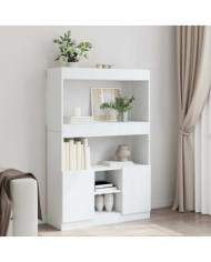 Buffet haut blanc 92x33x140 cm bois d'ingénierie | Mobilier & Déco
