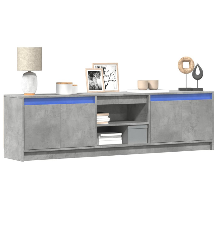 Meuble TV avec LED gris béton 180x34x50 cm bois d'ingénierie | Mobilier & Déco