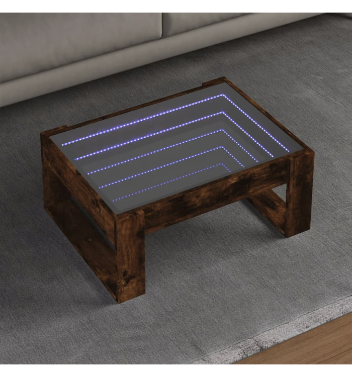 Table basse avec LED infini chêne fumé 70x53x30 cm | Mobilier & Déco