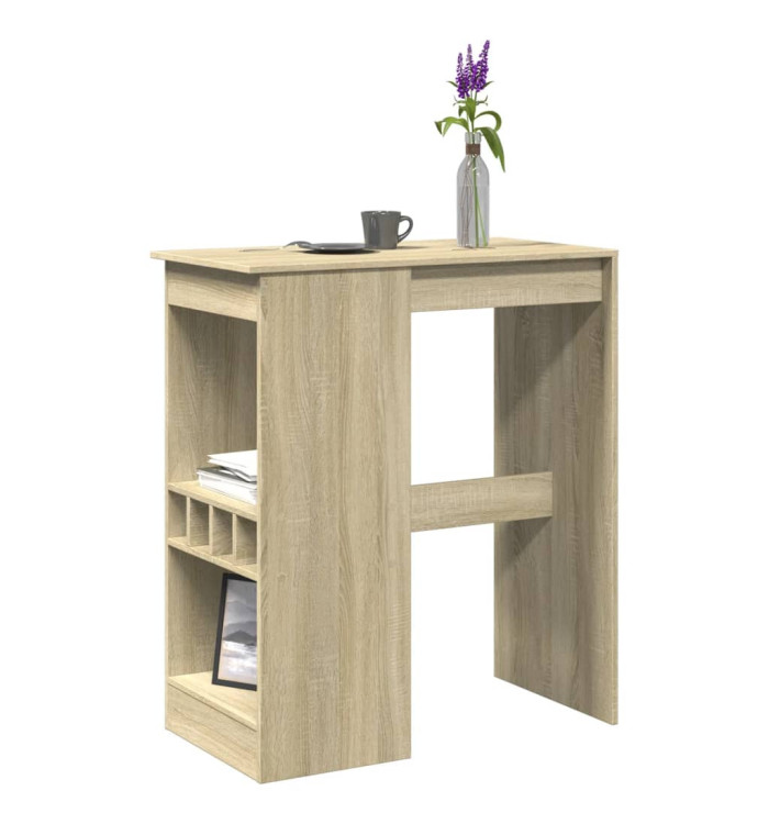 Table de bar avec étagères chêne sonoma bois d'ingénierie | Mobilier & Déco