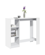 Table de bar et étagère blanc 124x46x103,5 cm bois d'ingénierie | Mobilier & Déco