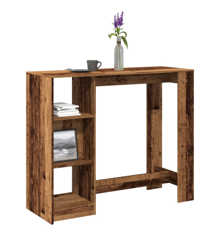 Table de bar avec étagère vieux bois bois d'ingénierie | Mobilier & Déco