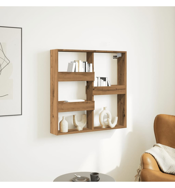 Armoire murale chêne artisanal 80x15x80 cm bois d'ingénierie | Mobilier & Déco