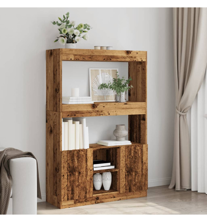 Buffet haut vieux bois 92x33x140 cm bois d'ingénierie | Mobilier & Déco