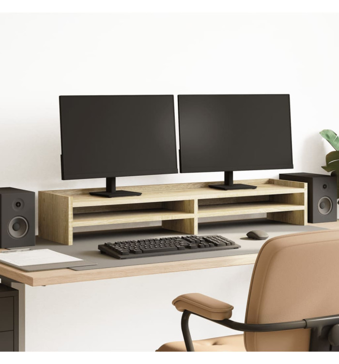 Support de moniteur chêne sonoma 100x24x16 cm bois d'ingénierie | Mobilier & Déco