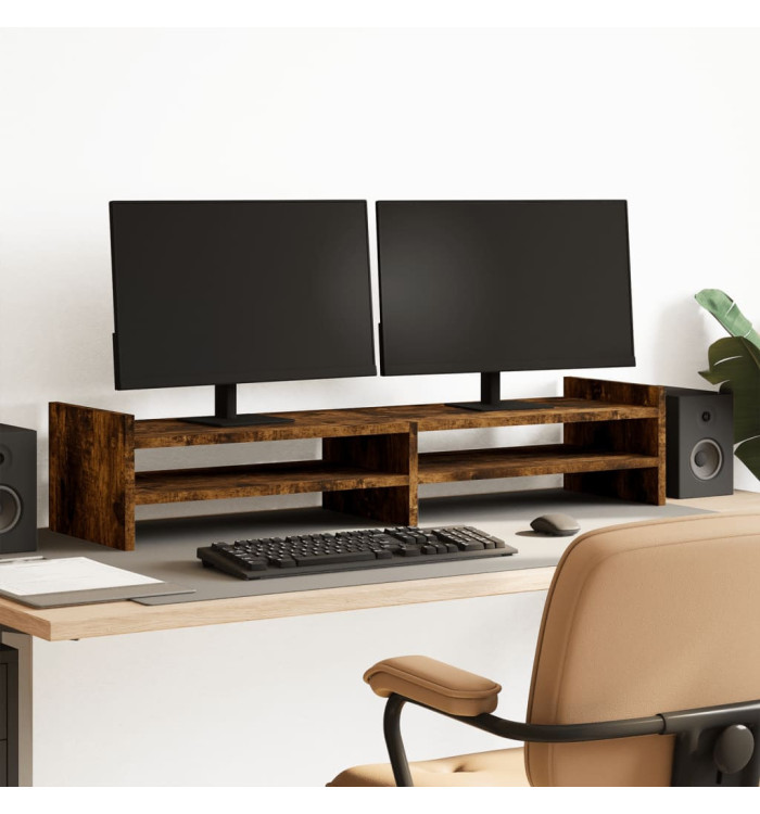 Support de moniteur chêne fumé 100x27x20 cm bois d'ingénierie | Mobilier & Déco