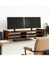 Support de moniteur chêne fumé 100x27x20 cm bois d'ingénierie | Mobilier & Déco