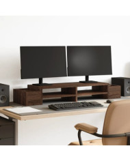 Support de moniteur avec rangement chêne marron bois ingénierie | Mobilier & Déco