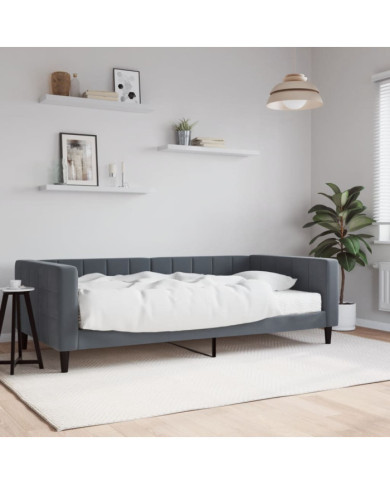 Lit de jour avec matelas gris foncé 100x200 cm velours | Mobilier & Déco